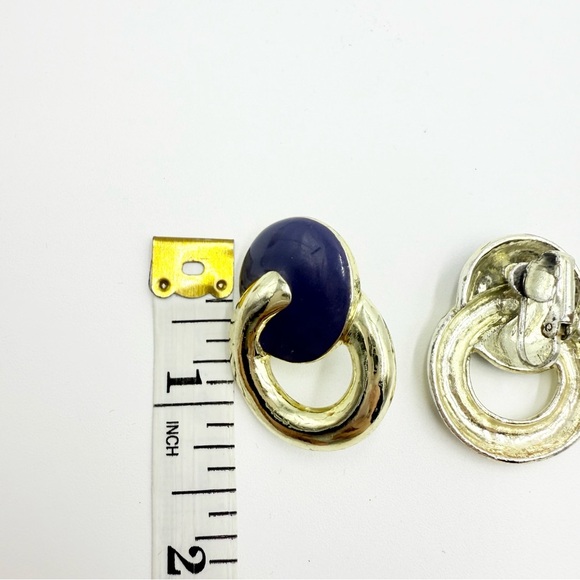 Blue colour Design Studs Clip On Earrings - Picture 9 of 9